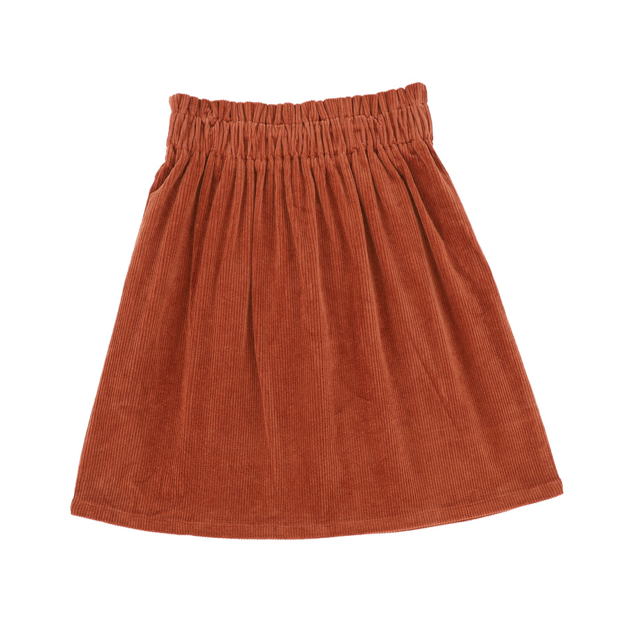 Smock Waist Rust Corduroy Skirt by Bamboo