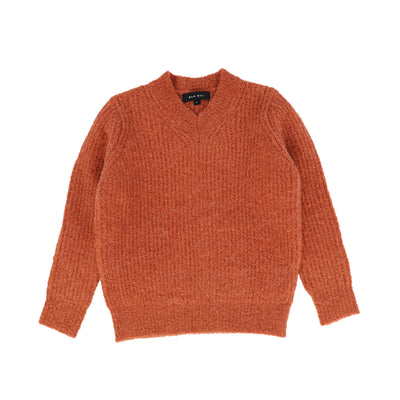 Fuzzy knit rust oversized cardigan by Bamboo