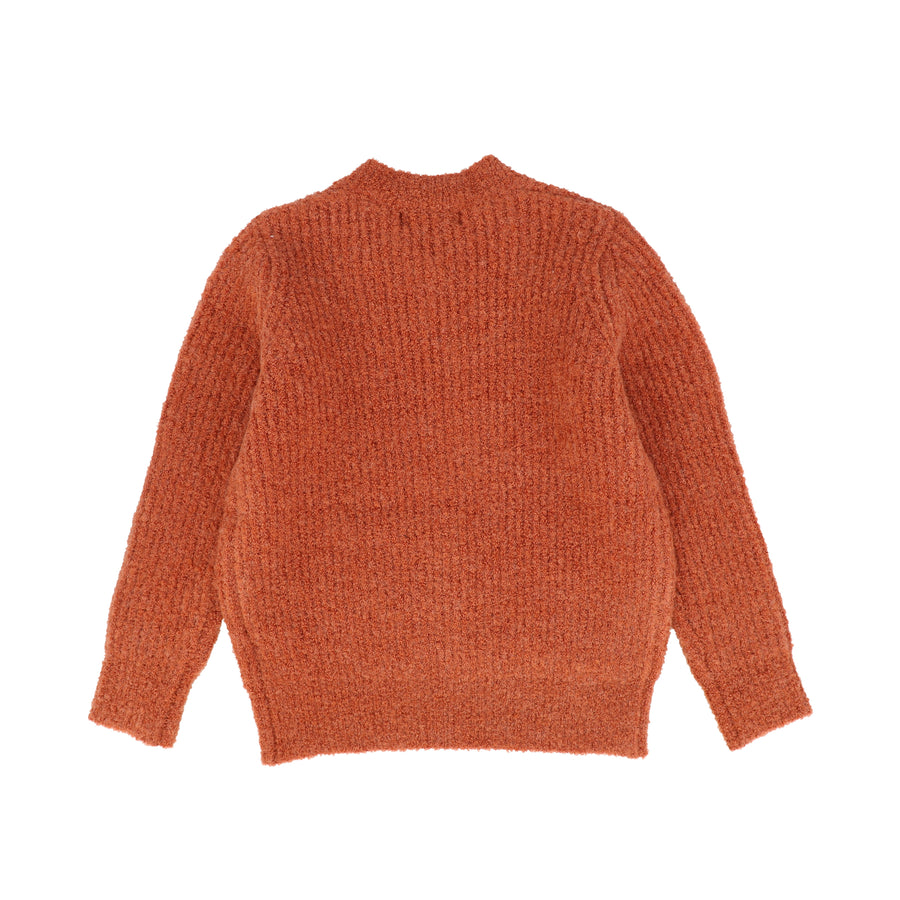 Fuzzy knit rust oversized cardigan by Bamboo