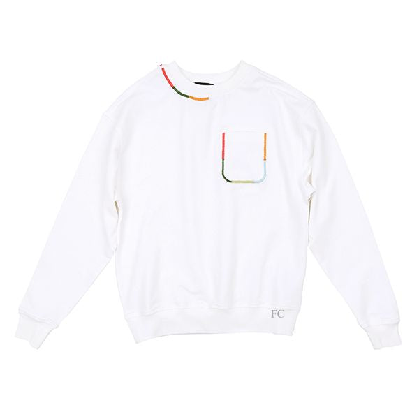 Stitched Pocket White Sweatshirt by Gem