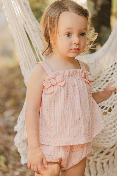Peach strap bloomer set by Tartine Et Chocolat
