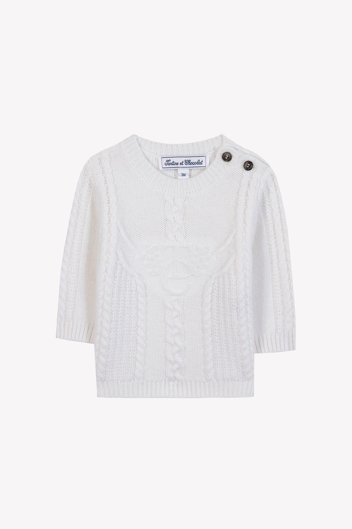 Tartine TC embossed white cable sweater