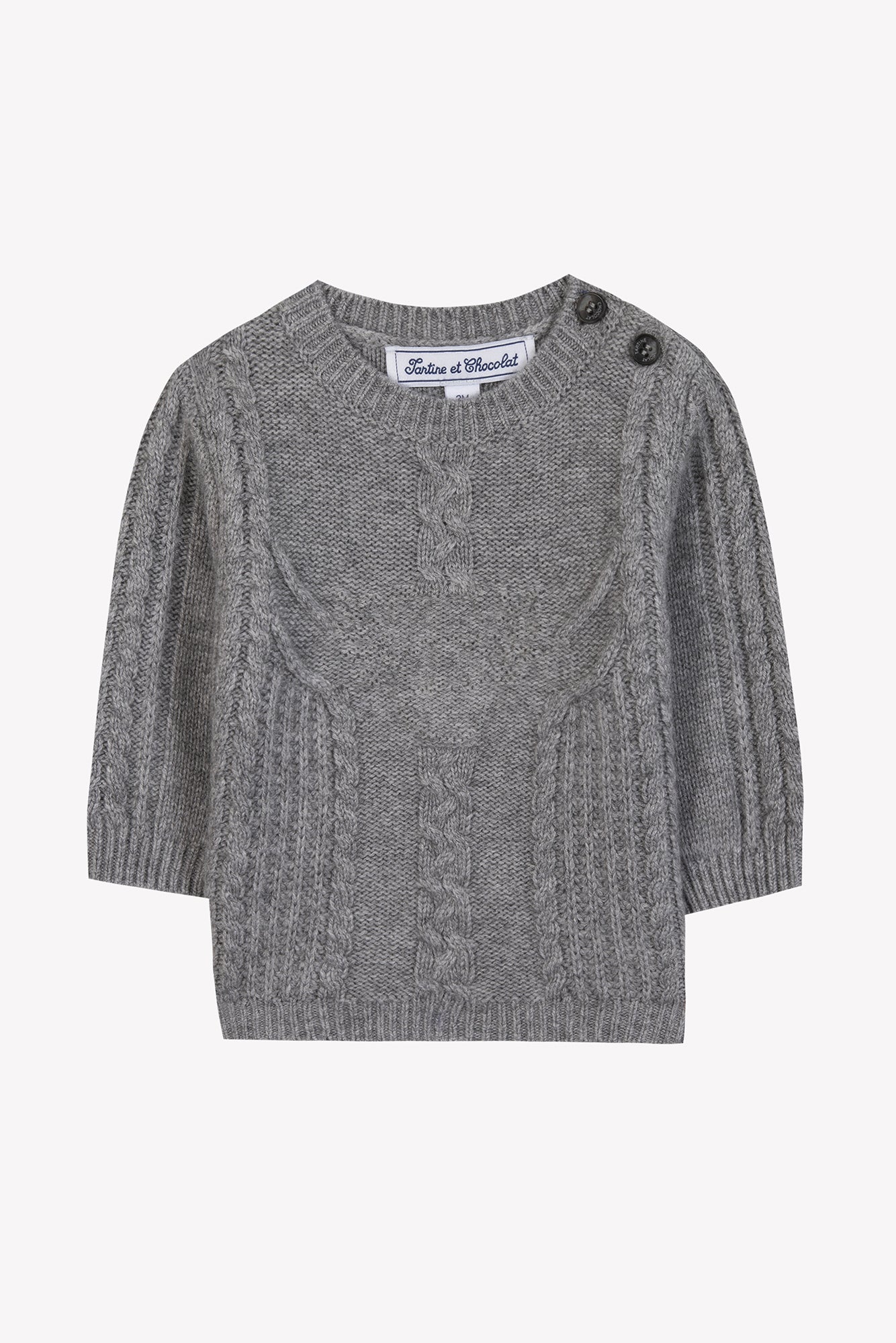 Tartine TC embossed grey cable sweater