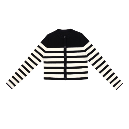 Coco Blanc Striped ribbed cardigan
