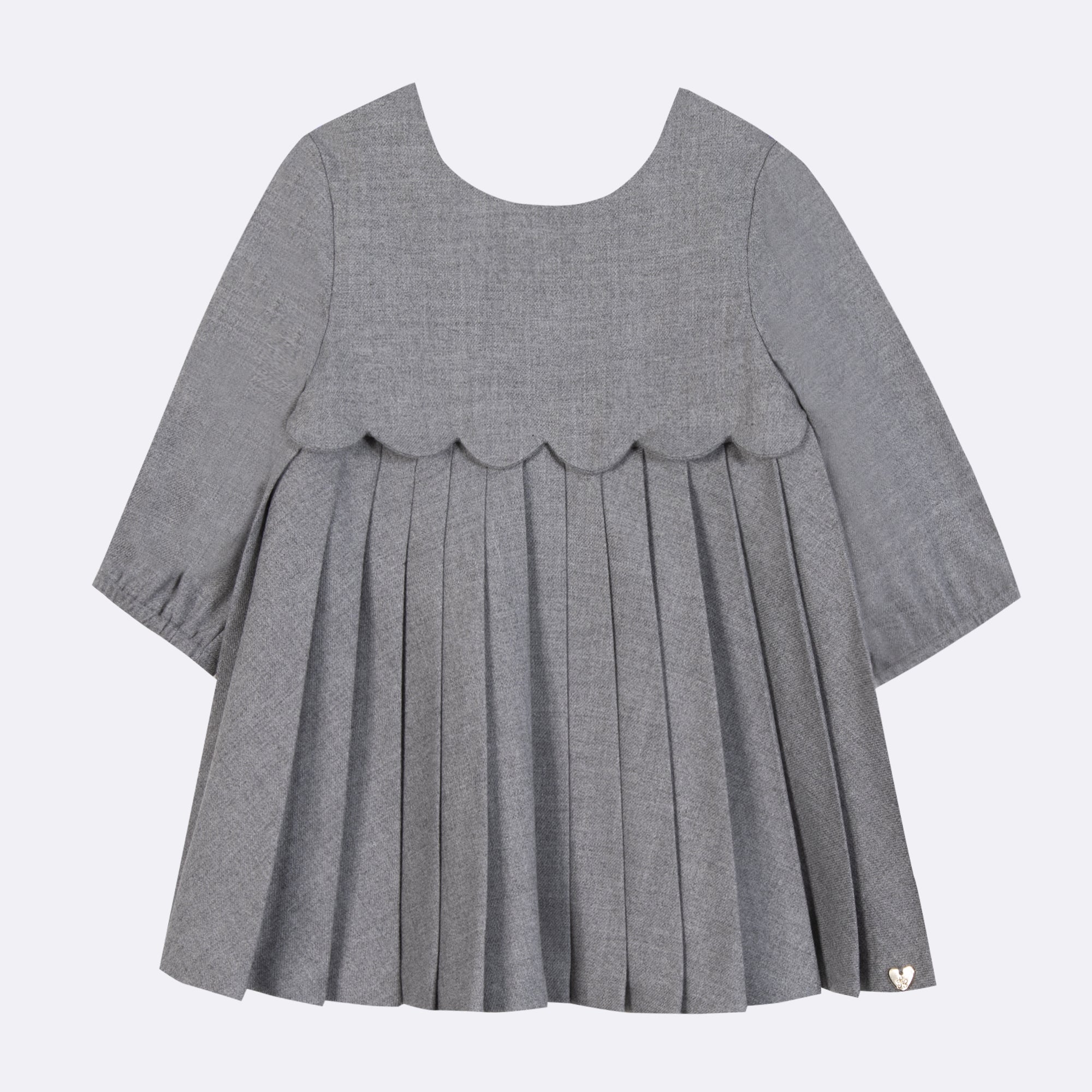 Tartine Scallop pleated grey dress