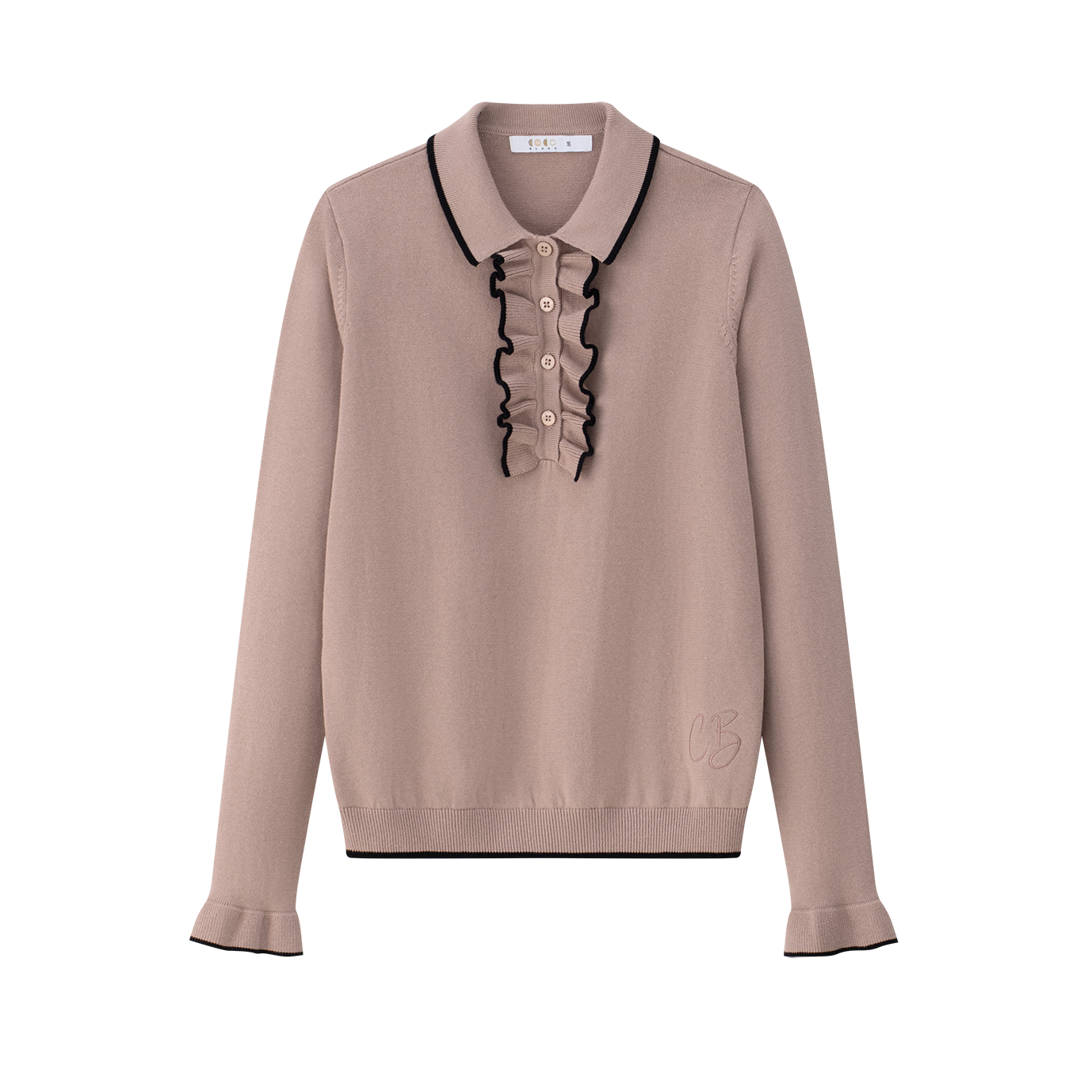 Coco Blanc Ruffle blush sweater