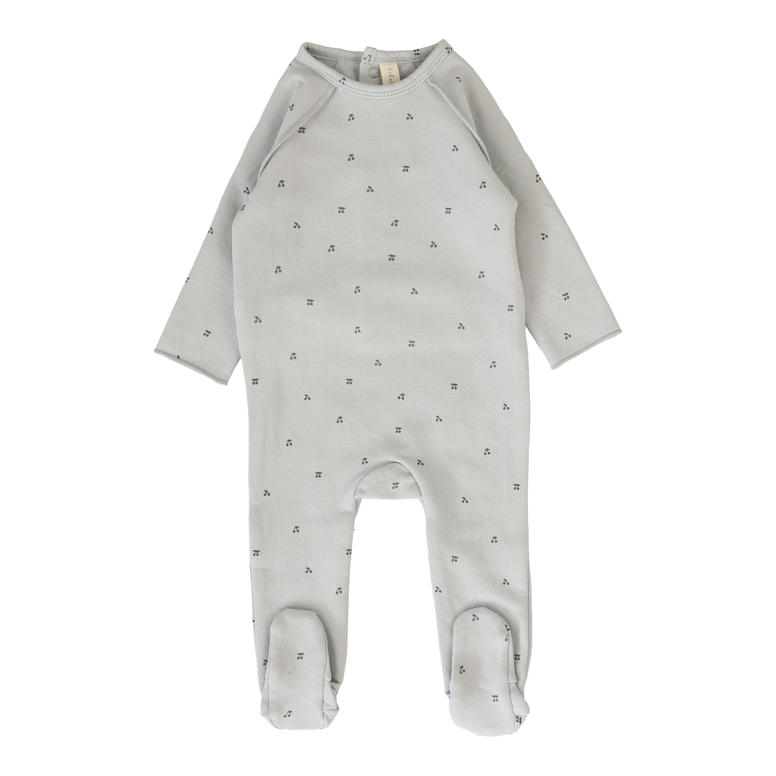 Lilette Cherry print pale blue footie