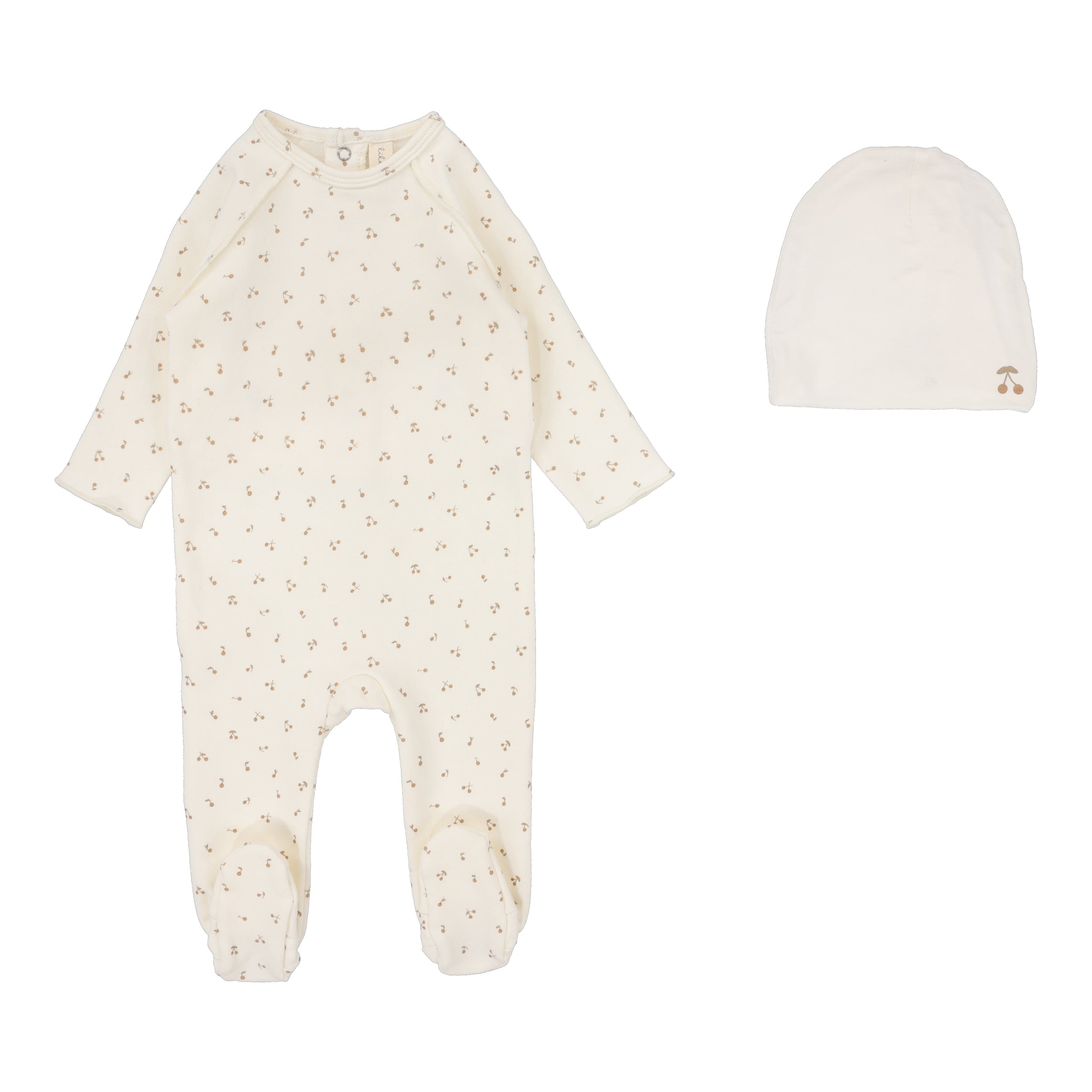 Lilette Cherry print cream/pink footie set