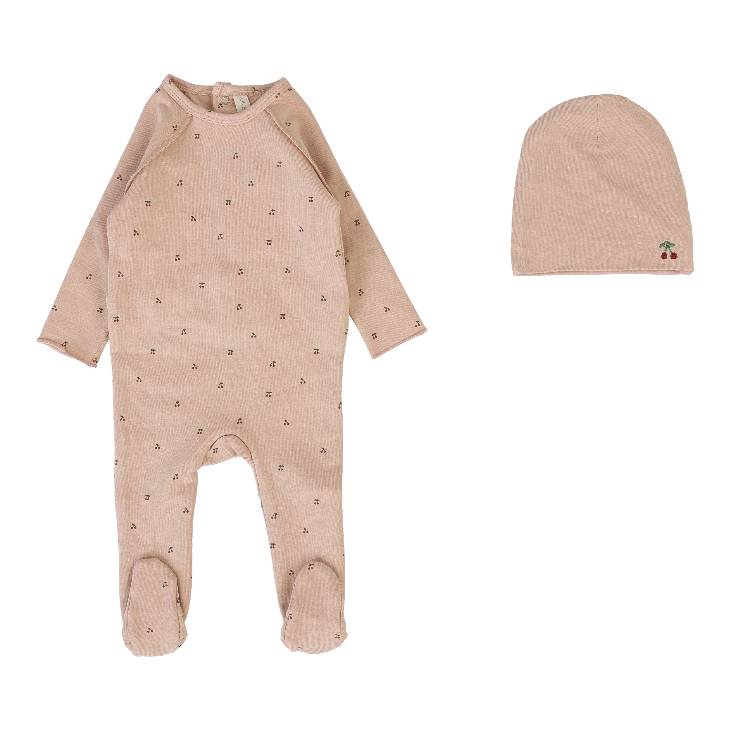 Lilette Cherry print dusty pink footie set