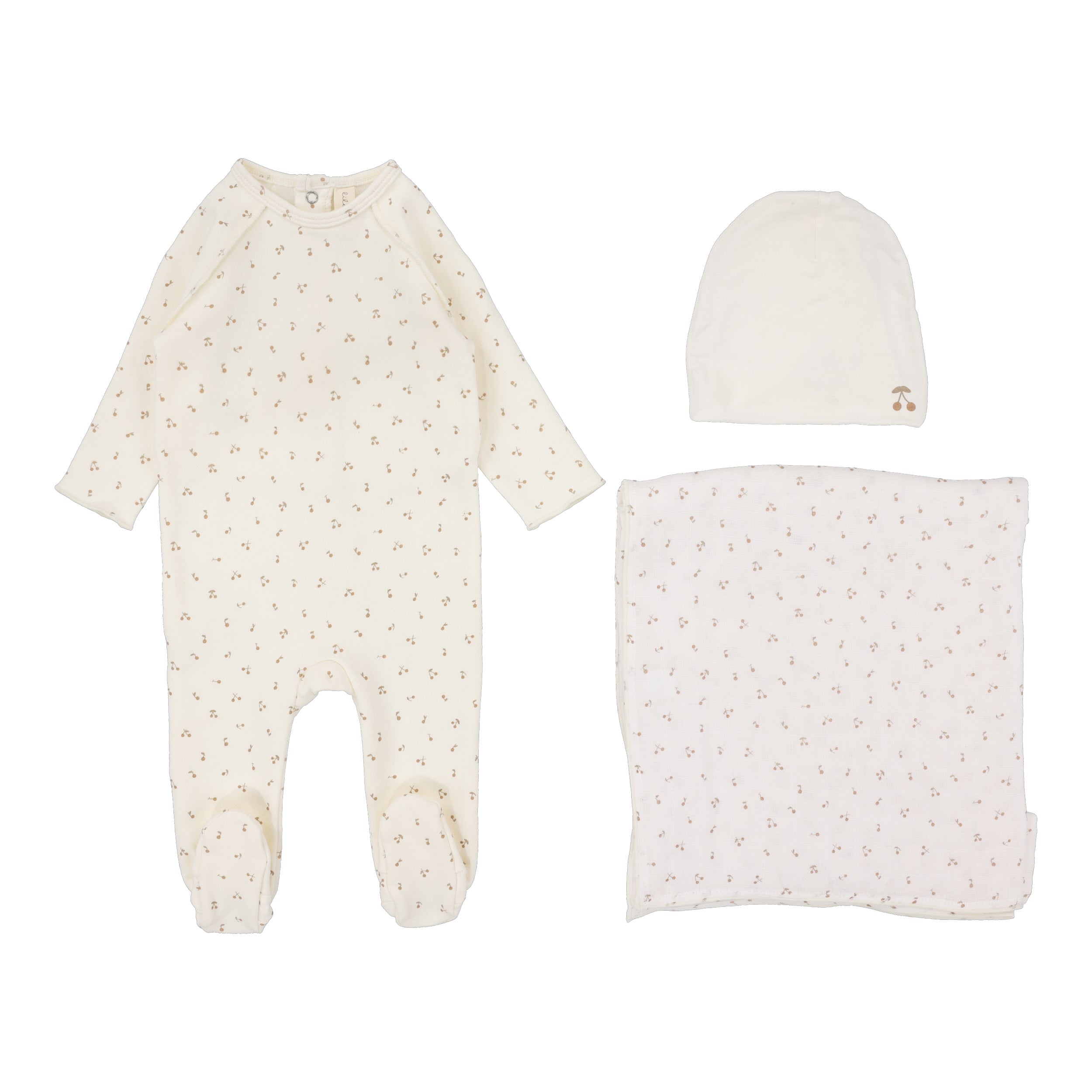 Lilette Cherry print cream/pink layette set