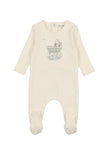 Carriage print snow white boys footie + bonnet by Bee & Dee