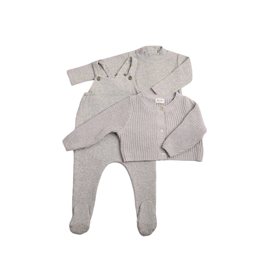 Bee & Dee Chenille grey cardigan overall set - Flying Colors