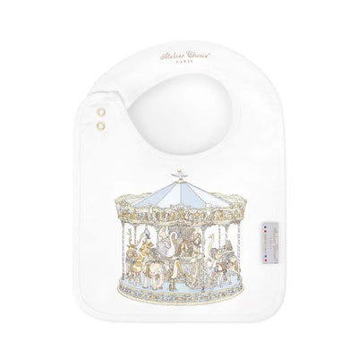 Carousel Blue Satin Bib by Atelier Choux