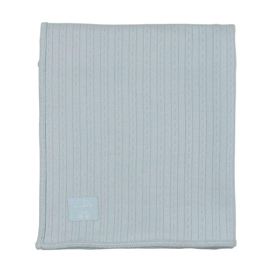 Blue fog pointelle blanket by Bee & Dee