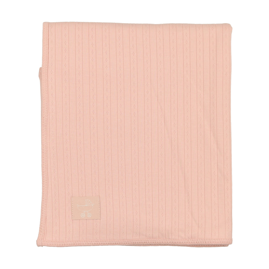 Dusty pink pointelle blanket by Bee & Dee