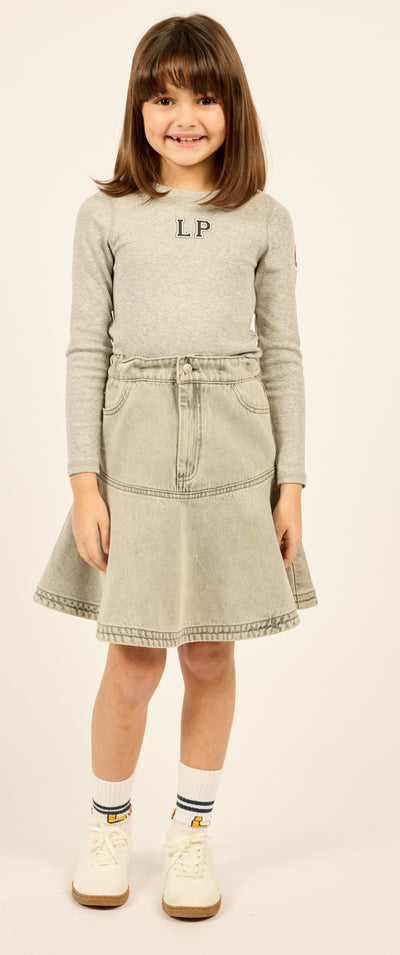 Grey denim short skirt by Little Parni