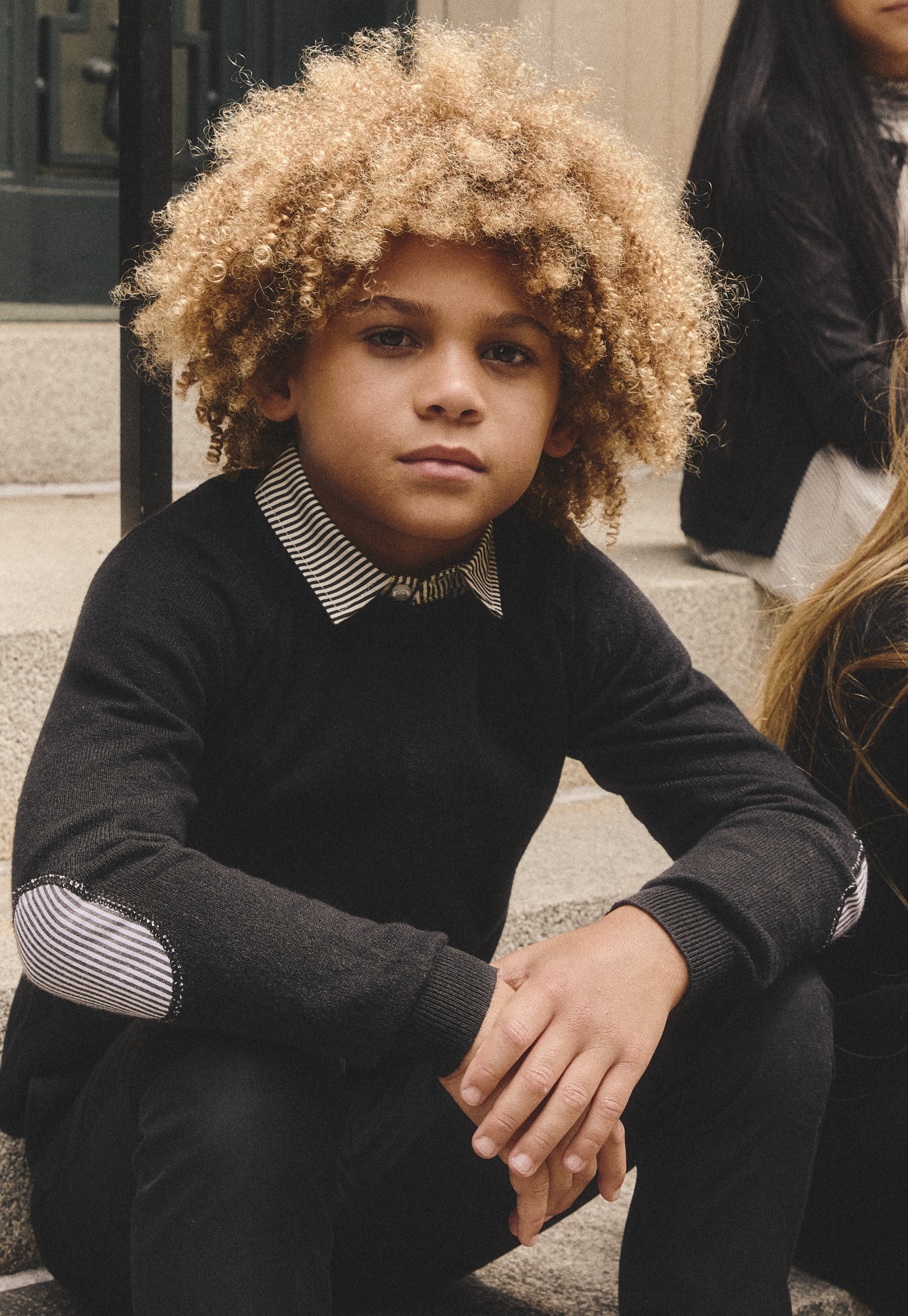 Elbow patch black sweater by Little Parni – Flying Colors