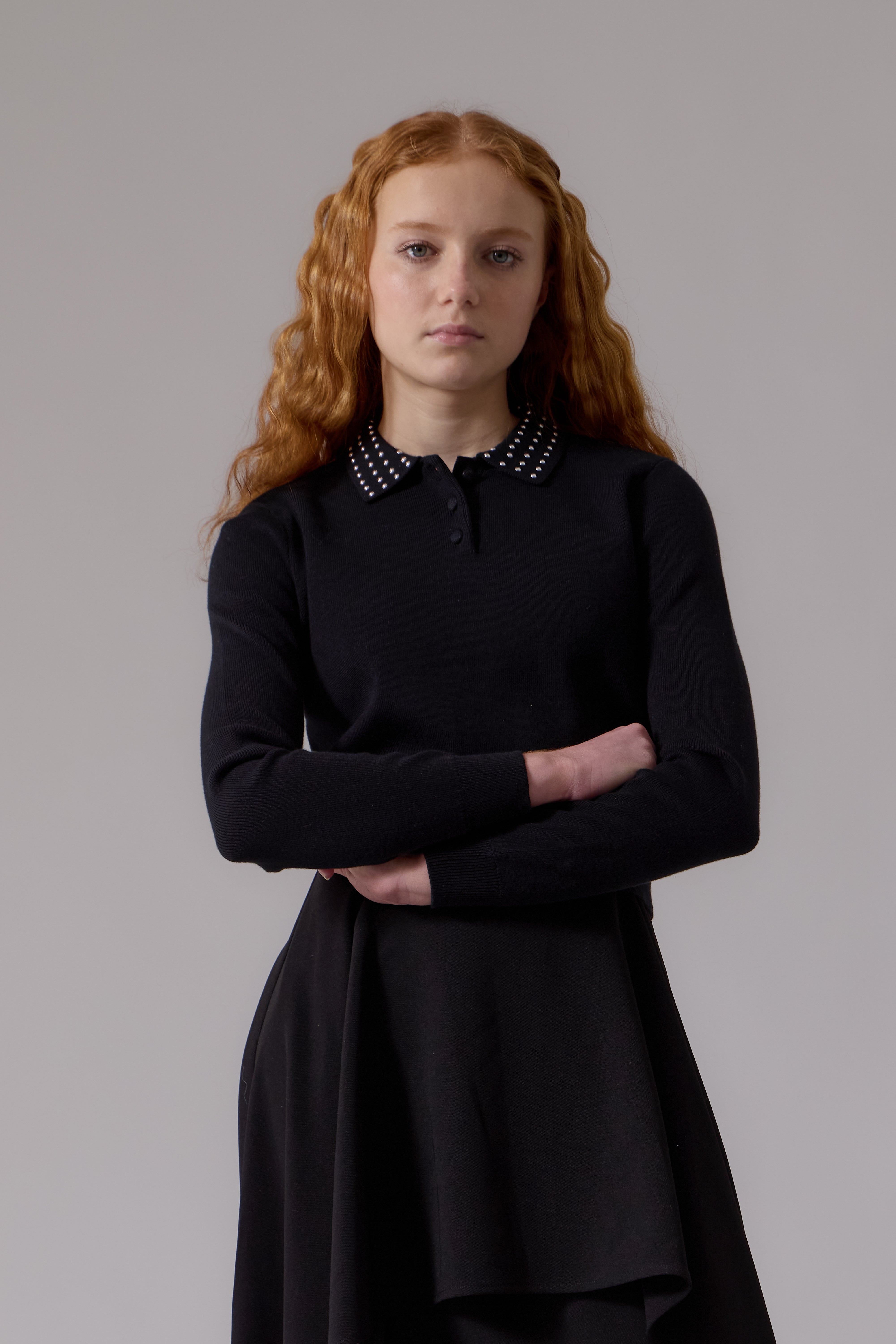Soir Kelsey black collared sweater