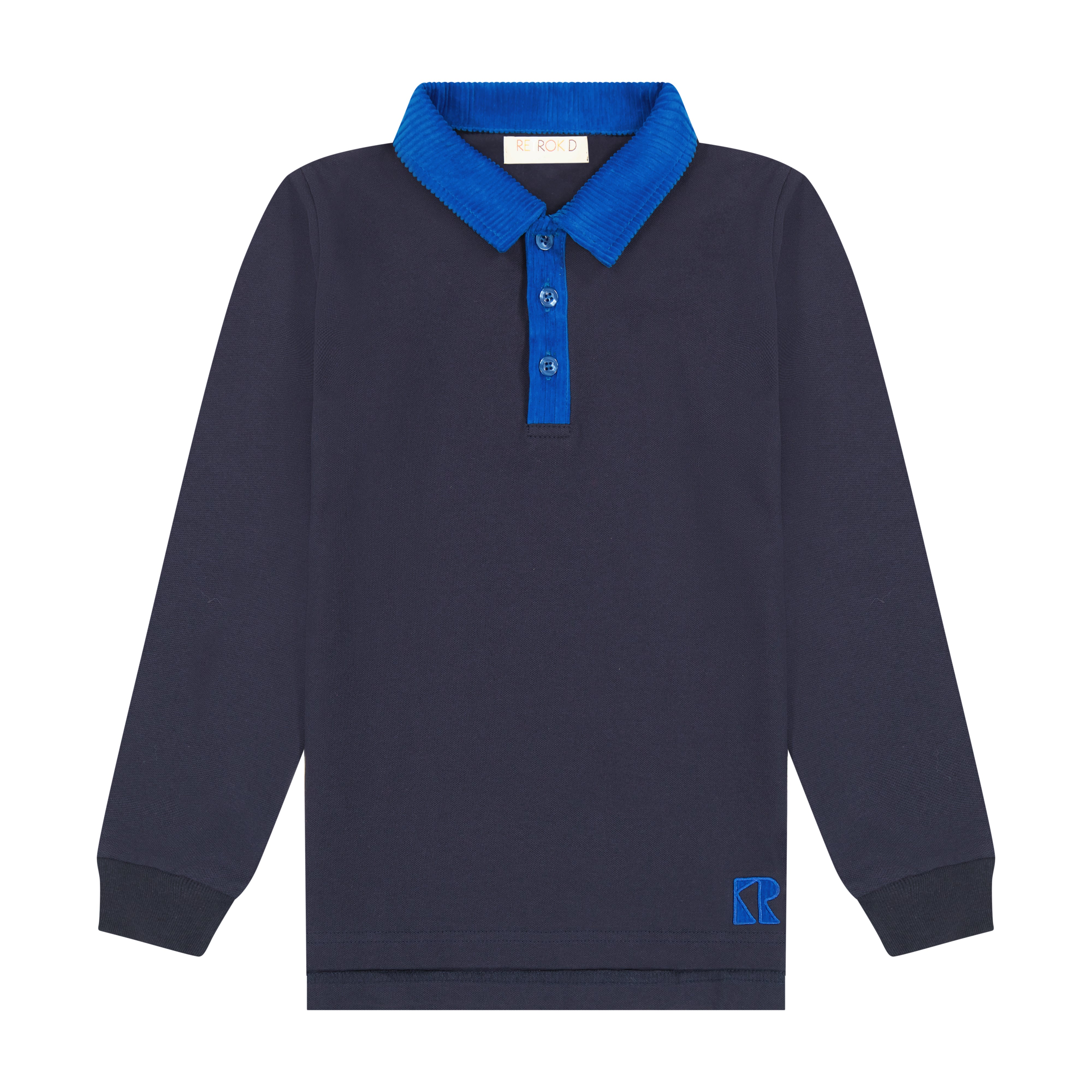 Retro Kid Corduroy collar navy polo