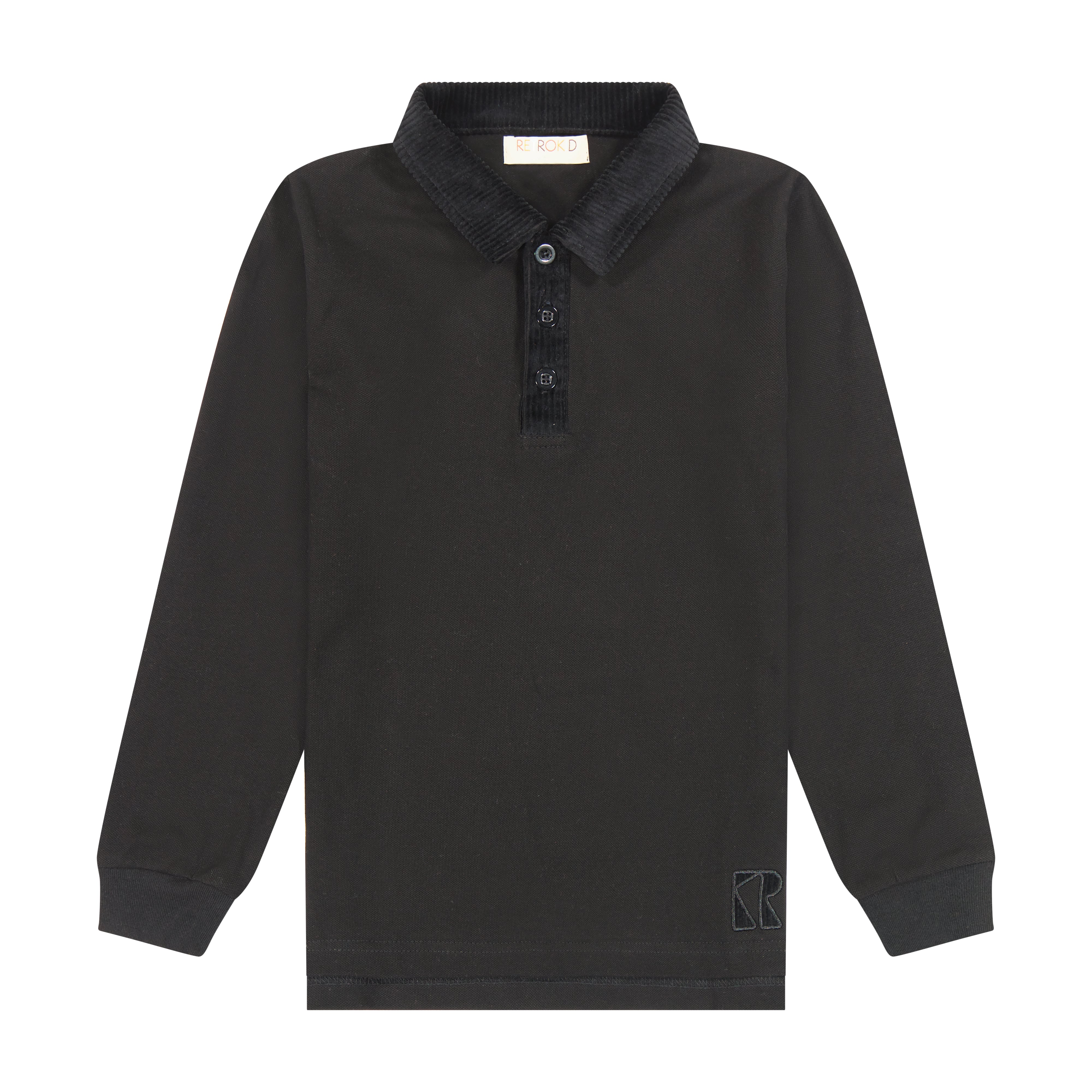Retro Kid Corduroy collar black polo
