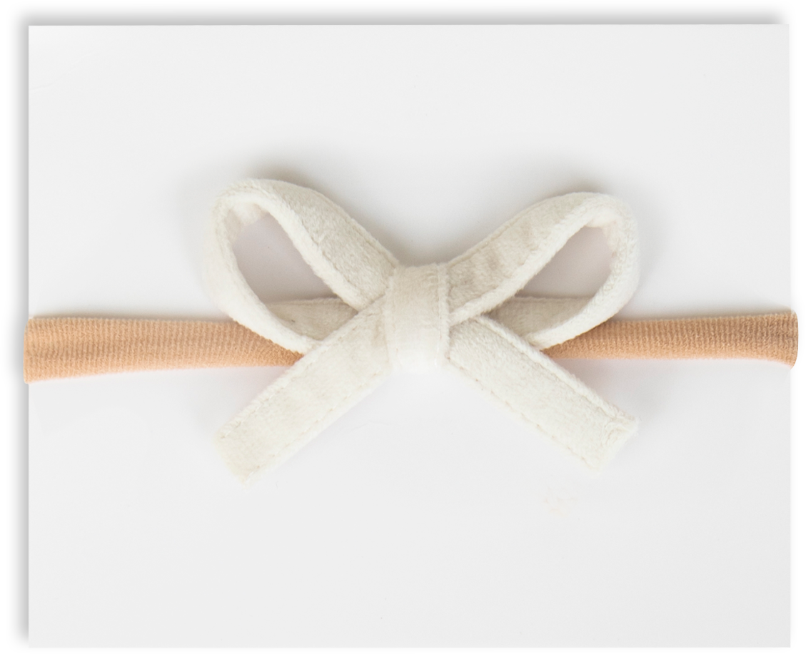 Adora Mini Cream Velvet Bow Headband Adora Mini Cream Velvet Bow Headband