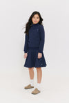 Mock sweat blue top by Crew Basics