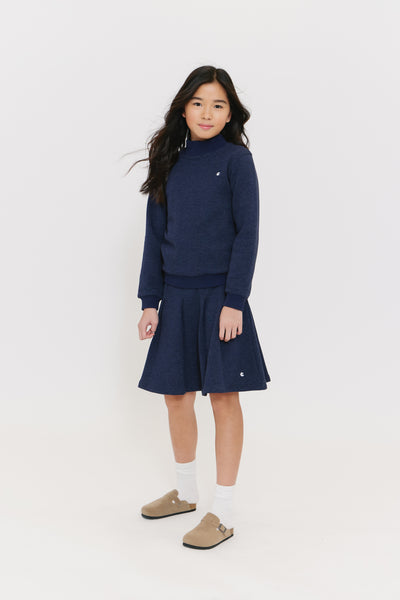 Mock sweat blue top by Crew Basics