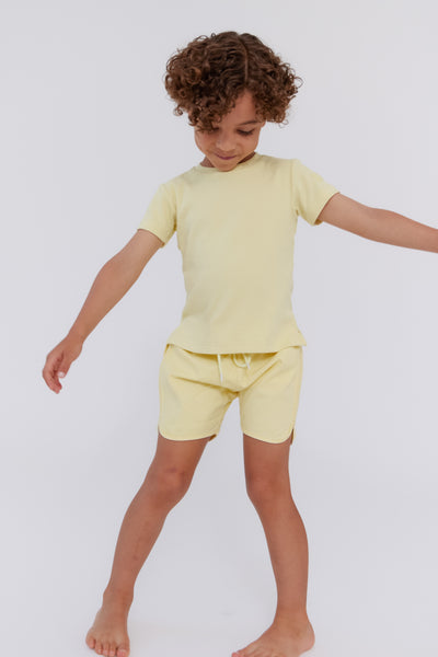Rib wash yellow short sleeve tee by Crew Kids