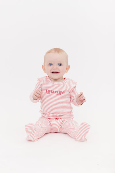 Stripe pink footie by Crew Lounge
