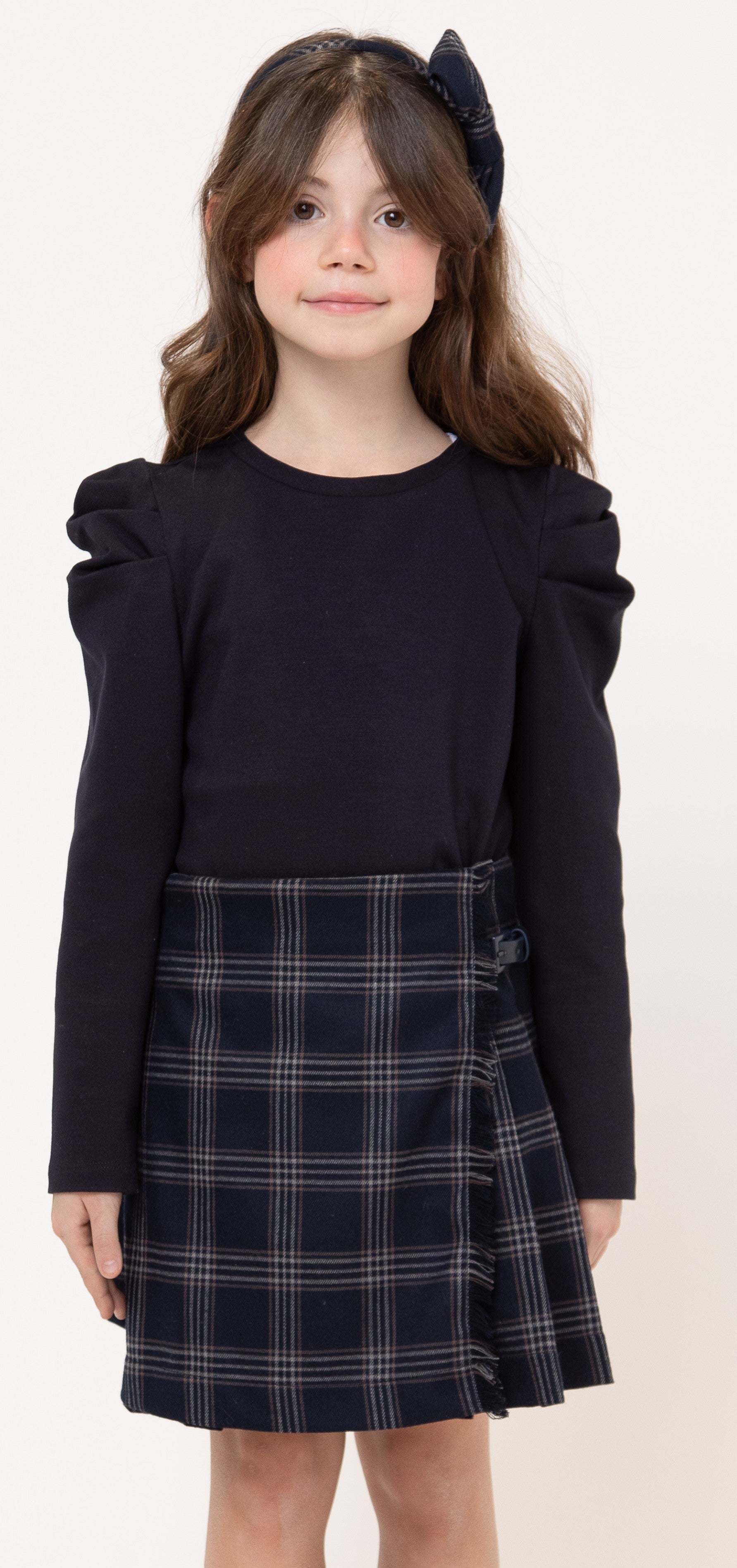Piccola Ludo Plaid buckle wrap skirt