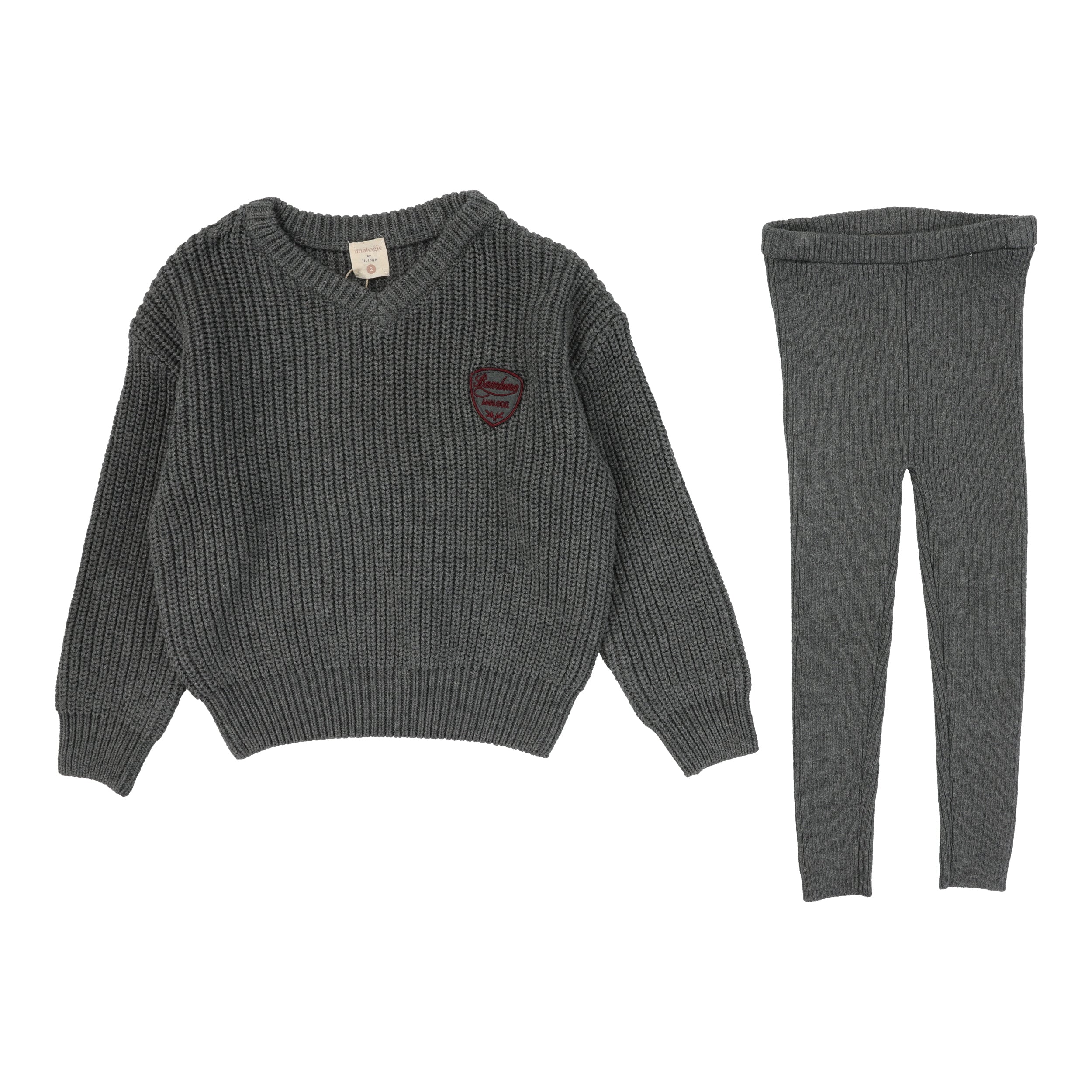 Lil Legs Mid grey knit v-neck set