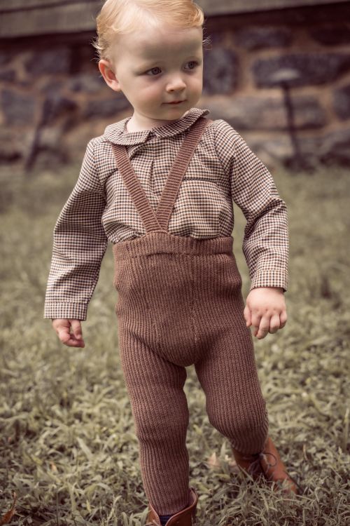 Coco Blanc Mocha knit suspender leggings