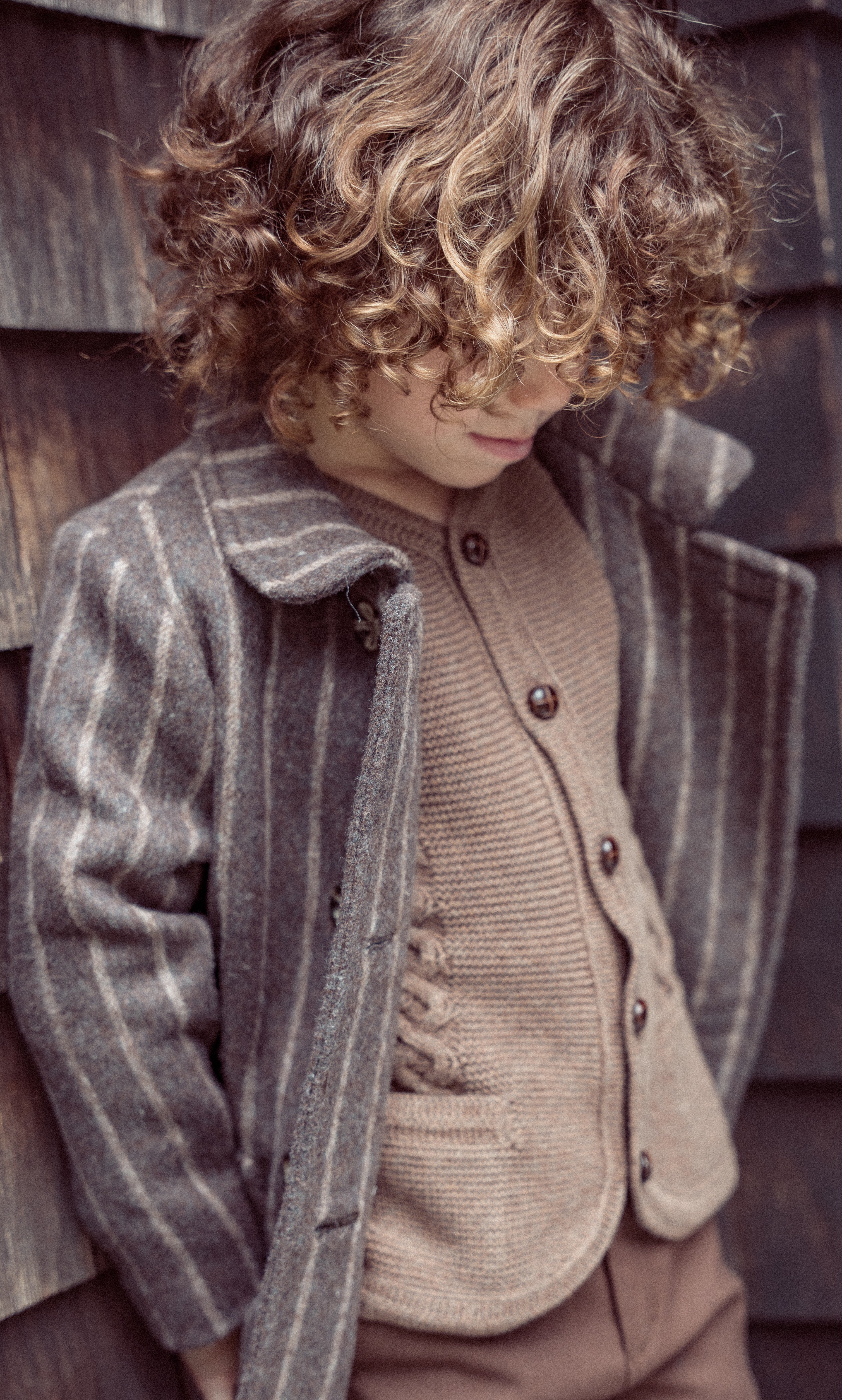 Coco Blanc Mocha cabled knit cardigan