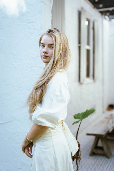 High waist cream skirt by Gem