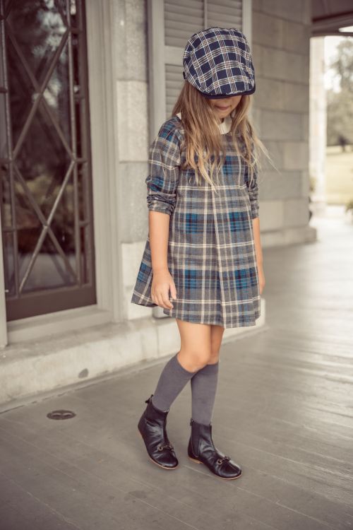 Coco Blanc Plaid collar dress