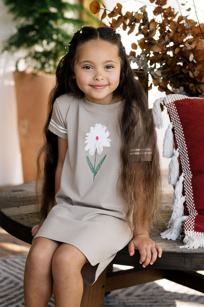 Flower taupe dress by Lil Leggs