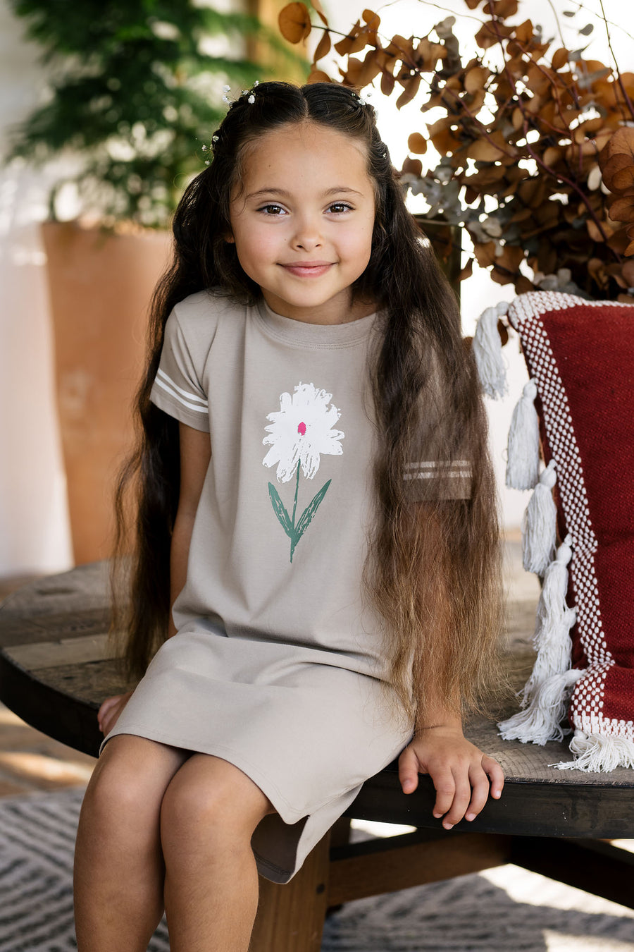 Flower taupe dress by Lil Leggs