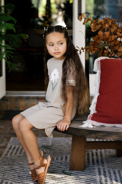 Flower taupe dress by Lil Leggs