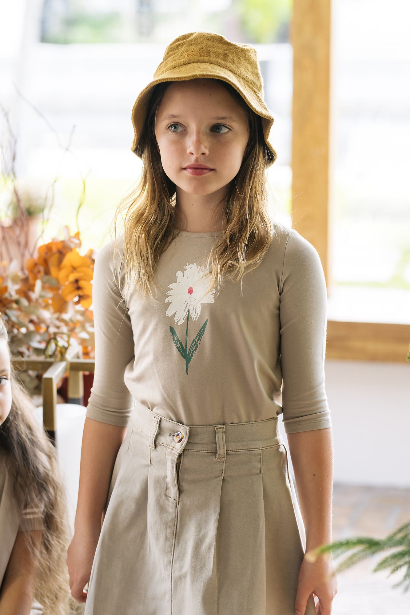 Lil Legs Flower Tee Long Sleeve - Taupe Lil Legs Flower Tee Long Sleeve - Taupe