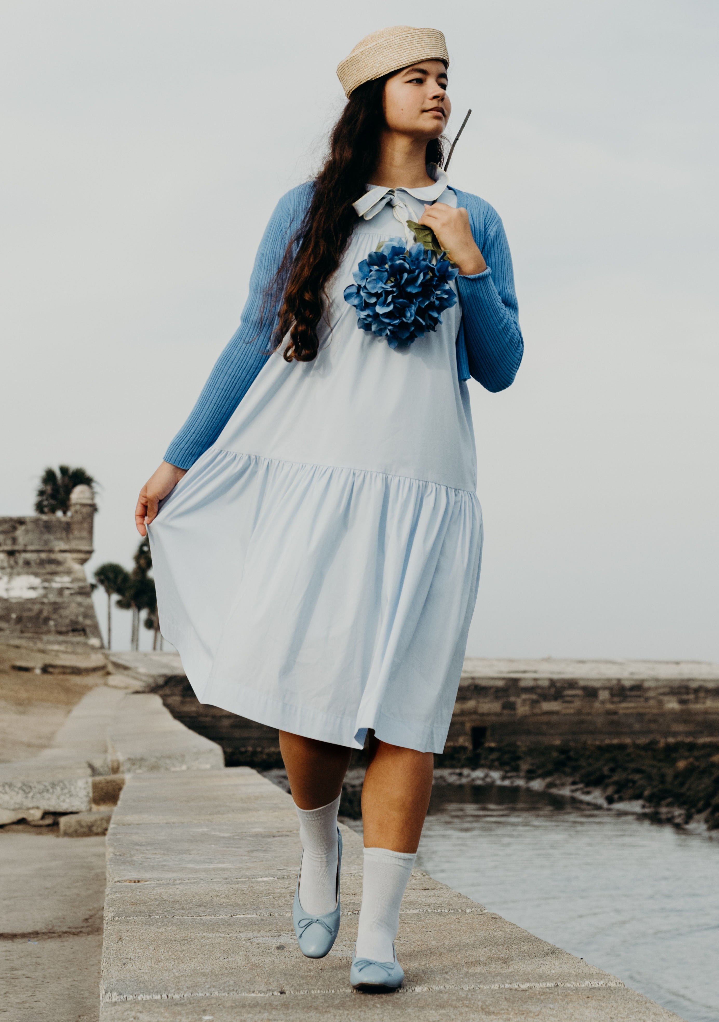 blue cardigan dress Blythe 2 Piece Sweater Dress Cardigan Set - Light Blue