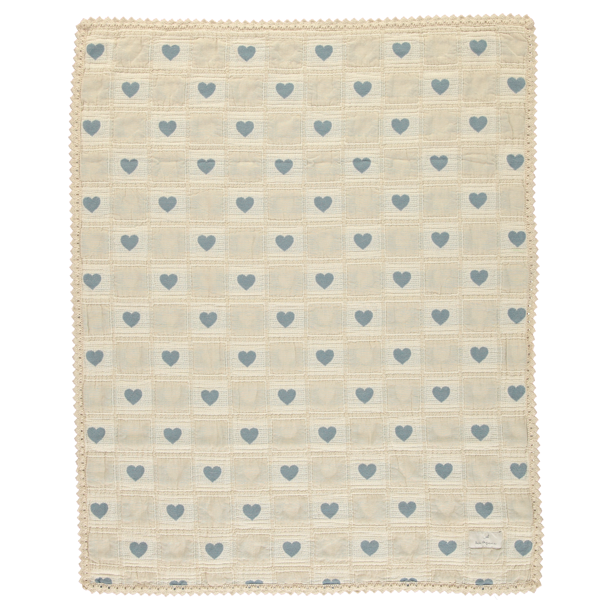 Bebe Organic Patchwork blue heart blanket