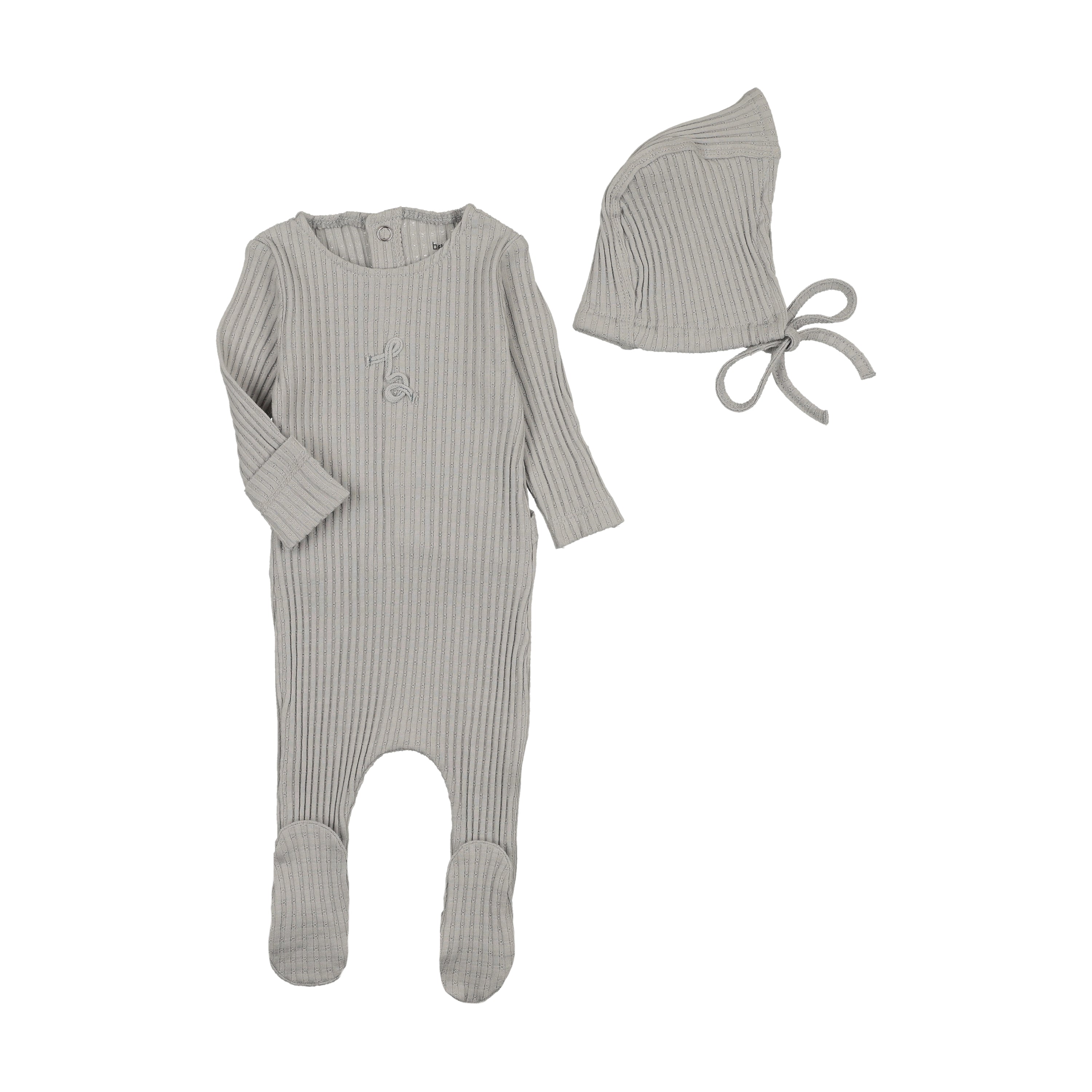 Bee & Dee Dainty rope pointelle fog footie + bonnet