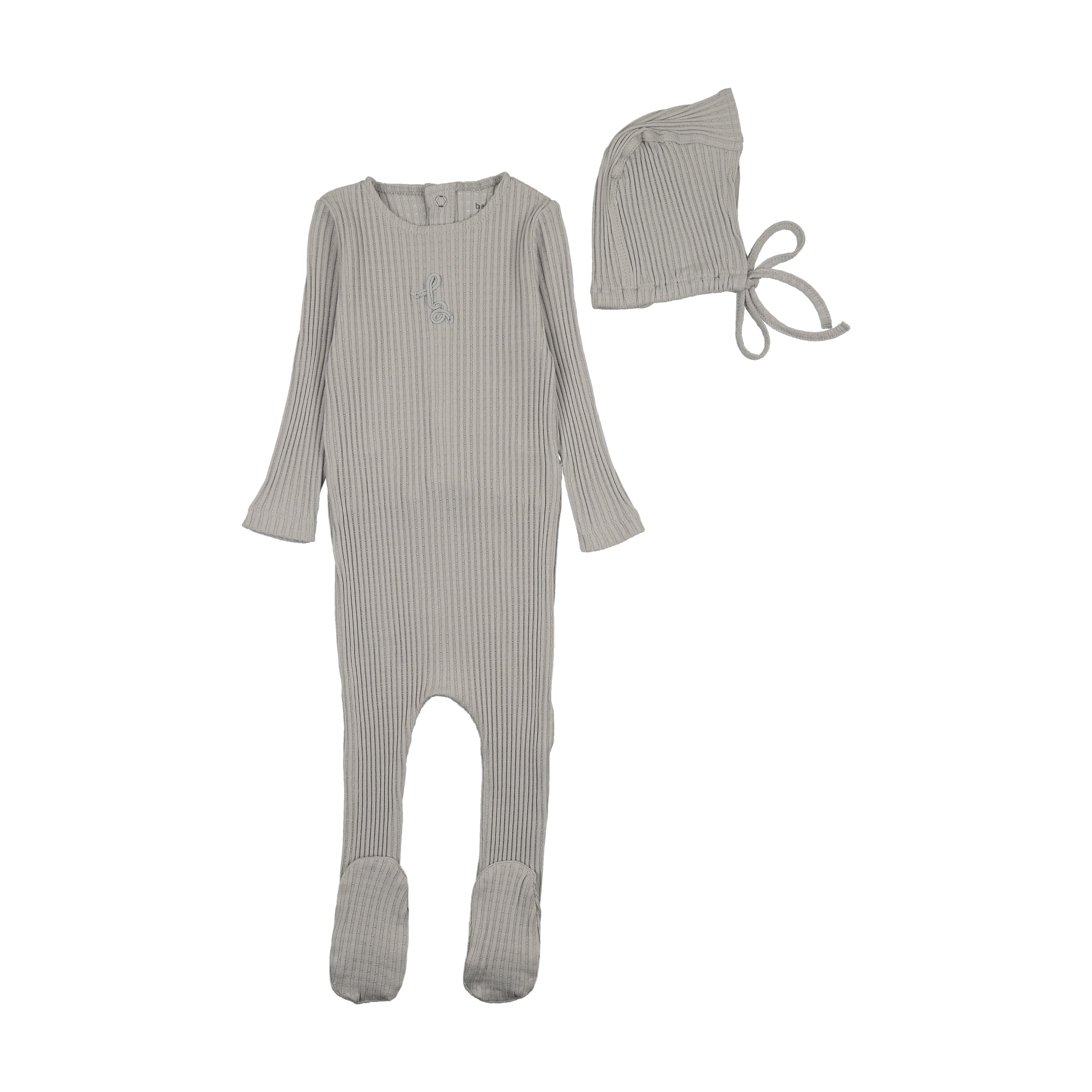 Bee & Dee Dainty rope pointelle fog footie + bonnet
