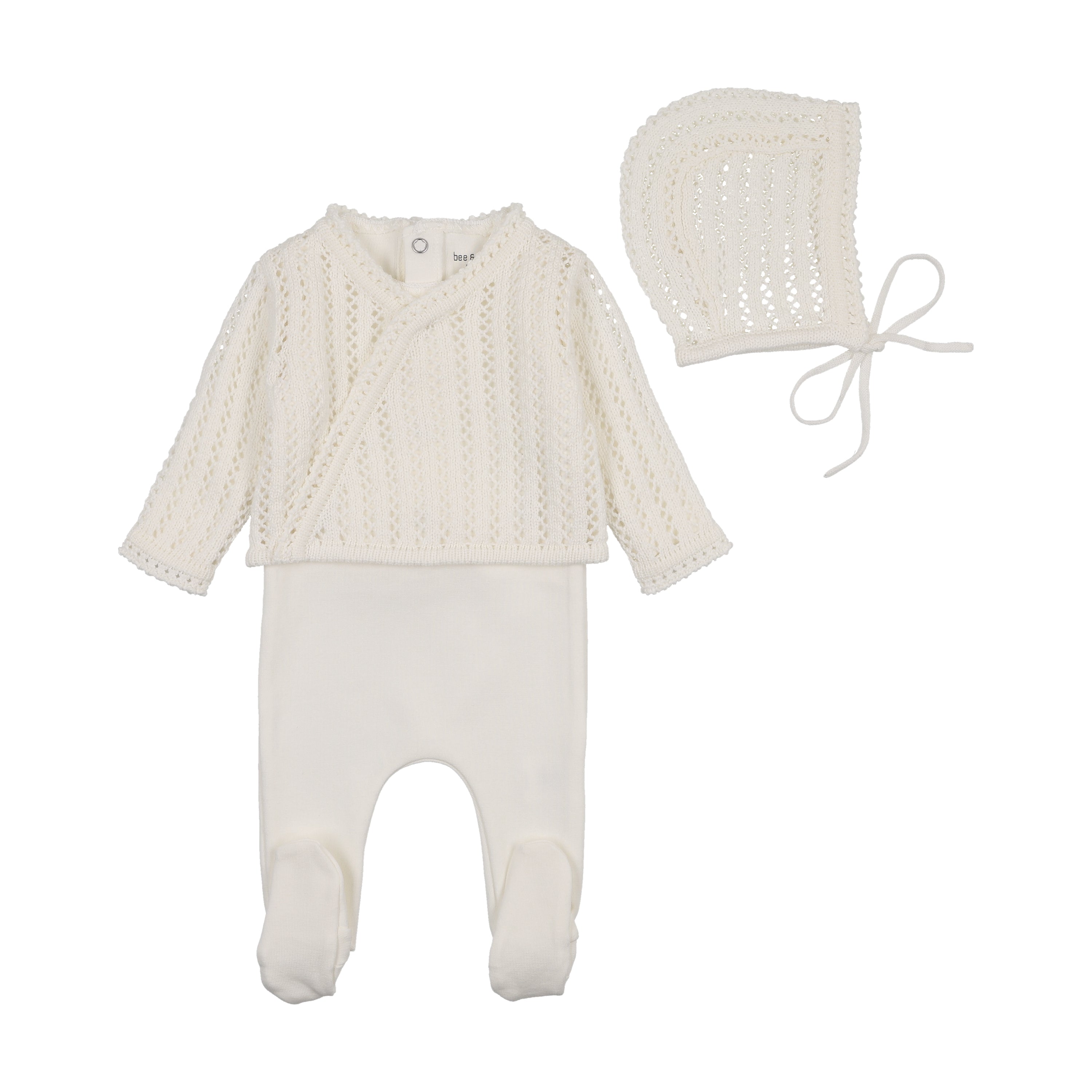 Bee & Dee Dainty sweater white footie + hat