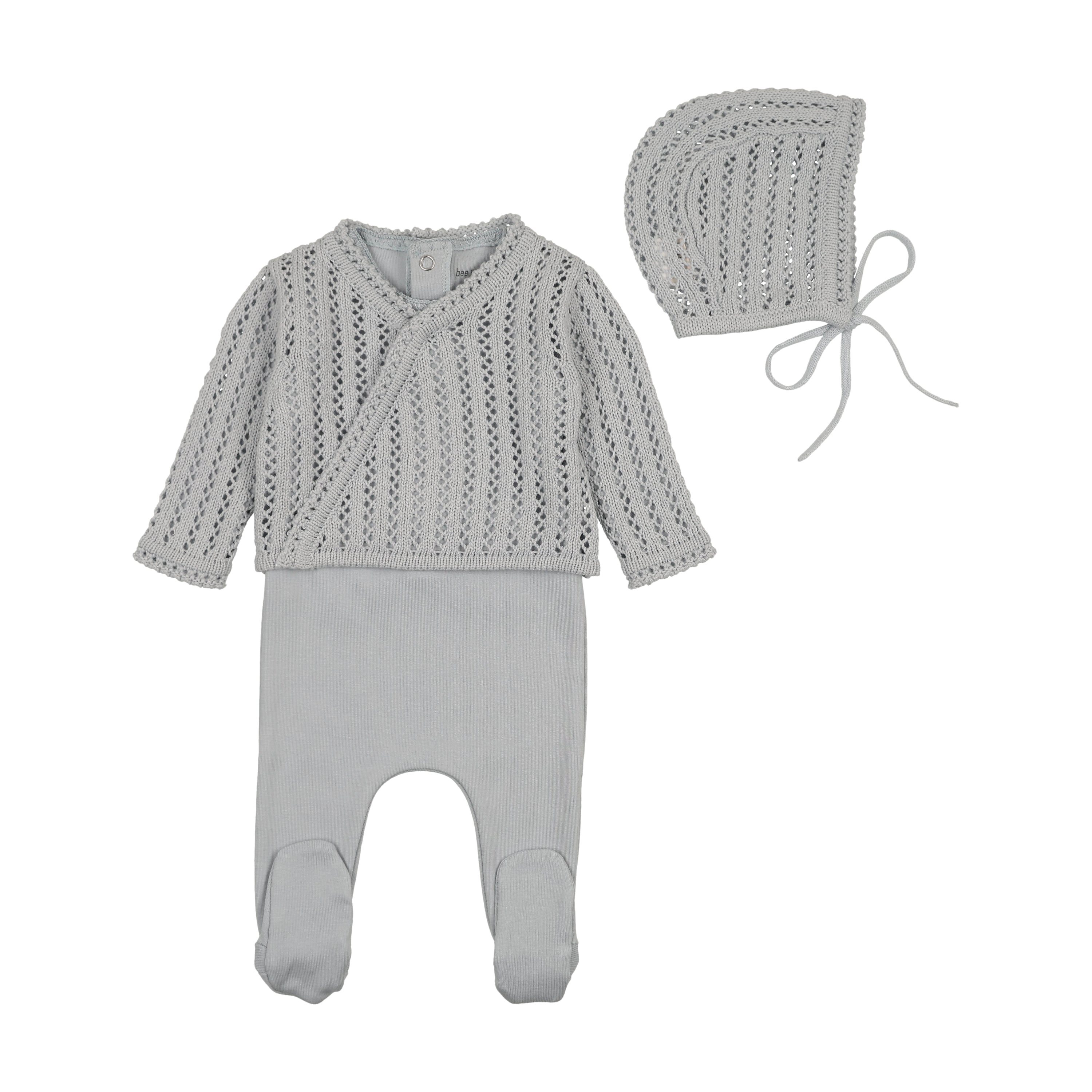 Bee & Dee Dainty sweater fog footie + hat