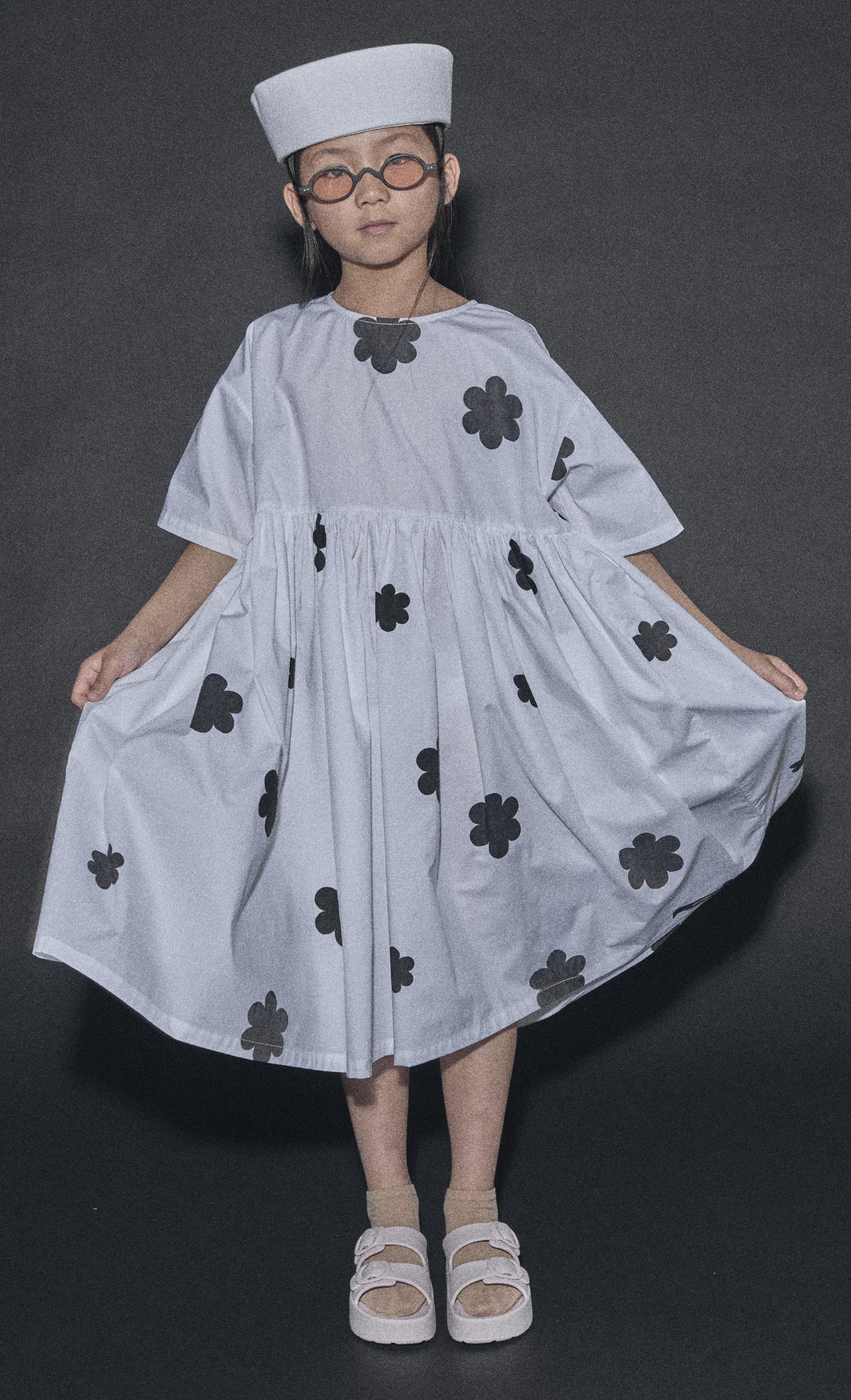 Little Creative Factory White & black flower dress Flying Colors Little Creative Factory White & black flower dress Flying Colors