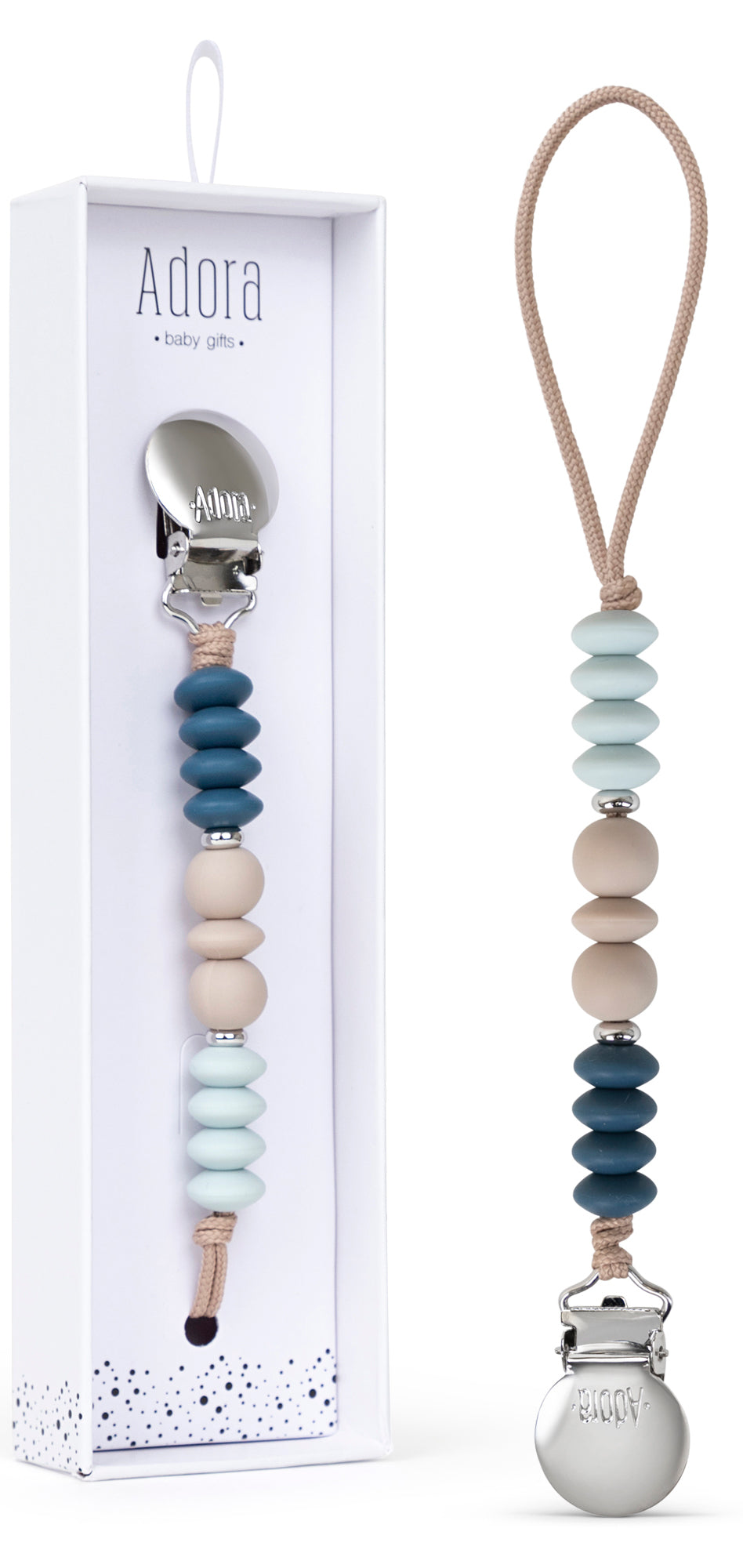 Adora Graphite Trio Pacifier Clip