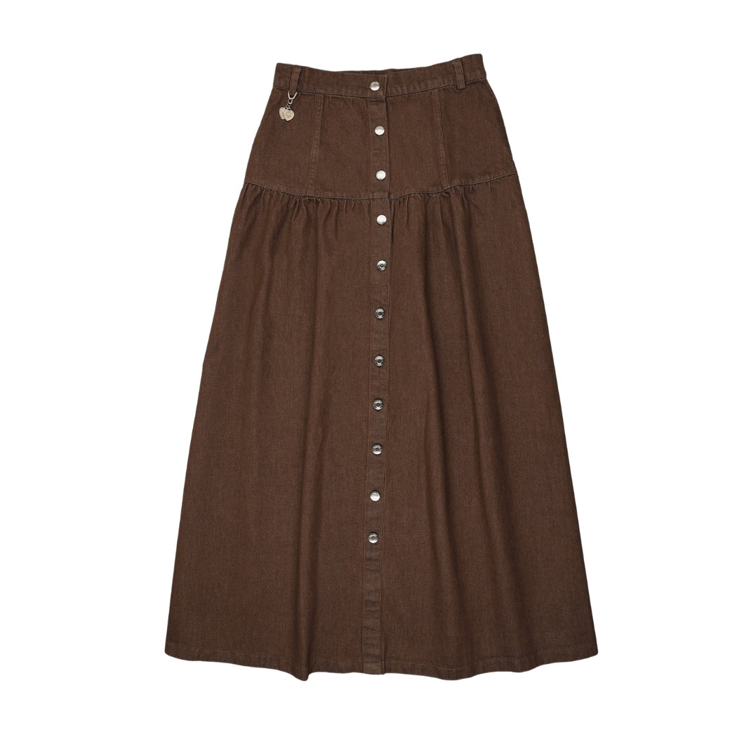 Urban Edge Drop waist brown denim skirt