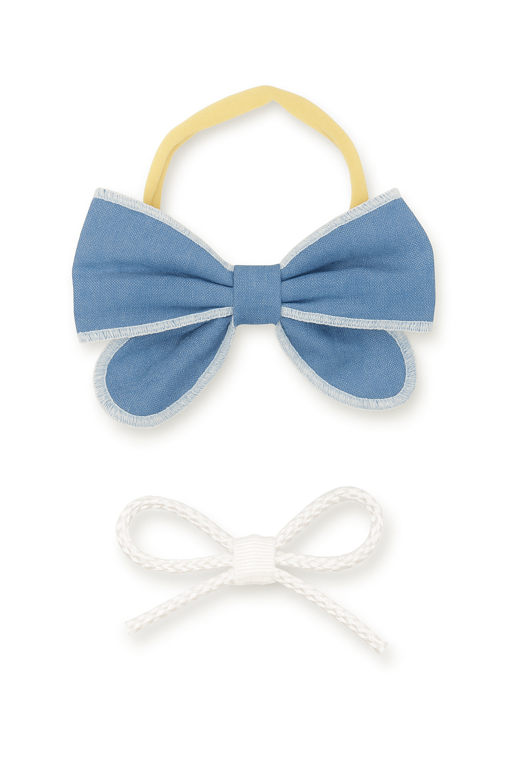 Archi Baby Dark denim + white rope bow set - Flying Colors