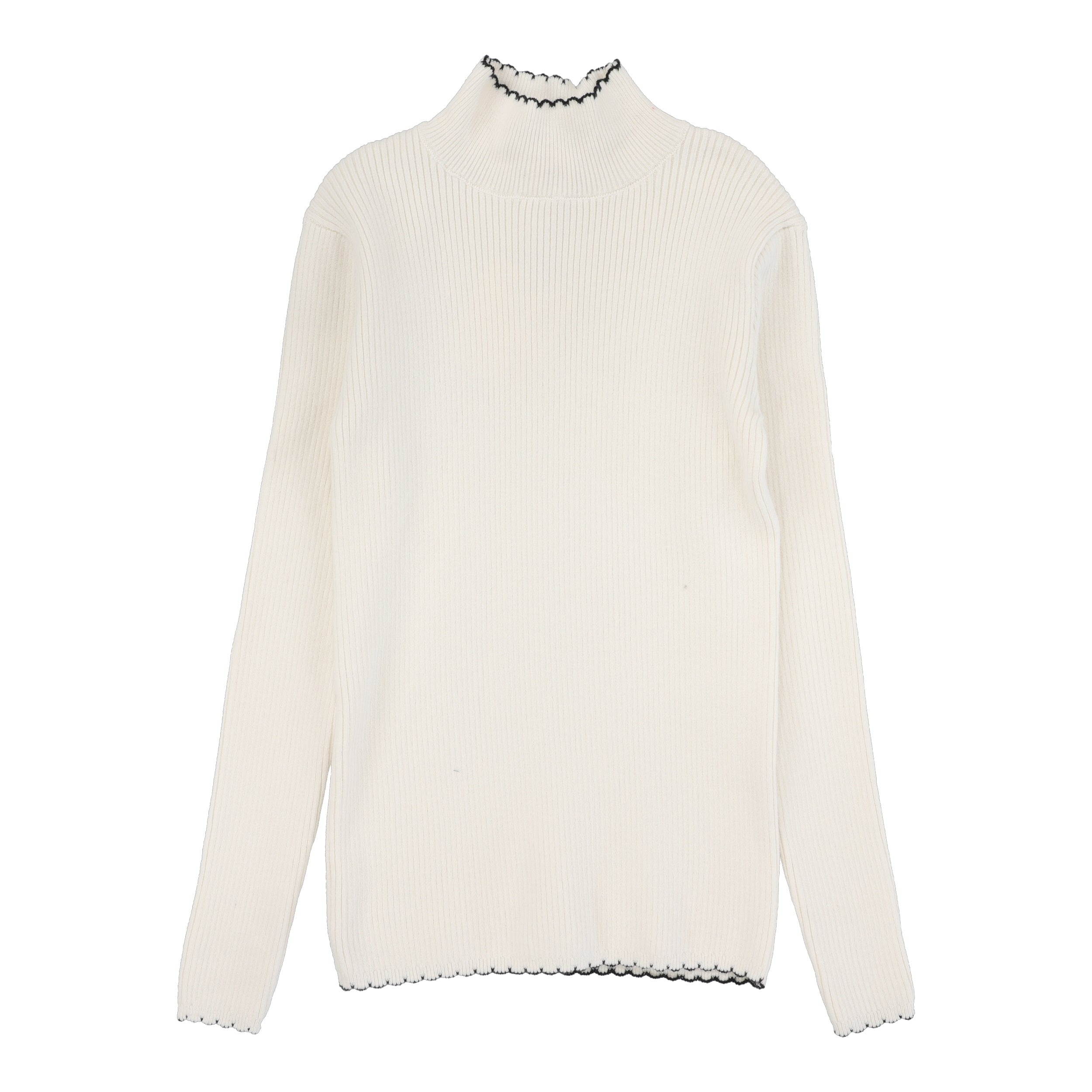 Lil Legs Scalloped knit cream mock neck
